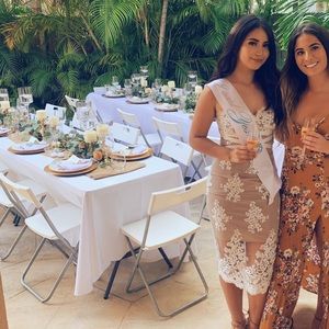 Bronx& Banco nude and white lace midi dress BRIDE